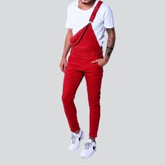 Be on-trend this spring-summer season with our 2023 Collection's Skinny Color Men's Denim Jumpsuit ââ‚?the perfect combination of urbane style and sophistication!Why You'll Love ItThis jumpsuit will make you stand out from the crowd with its unique details. It is made from stretchy fabric and features color-contrasting suspenders and buttons closure. The sleek slim fit type is designed to hug your form while looking stylish and feeling informal.Key Highlights: Statement Piece: Make a bold fashio Casual Red Solid Color Jumpsuits And Rompers, Casual Red Jumpsuit And Romper, Casual Red Jumpsuits And Rompers, Solid Cotton Denim Jumpsuit For Summer, Summer Cotton Denim Jumpsuit, Trendy Solid Color Summer Overalls, Trendy Solid Color Denim Jumpsuit For Summer, Fitted Cotton Overalls In Solid Color, Slim Fit Cotton Jeans For Summer