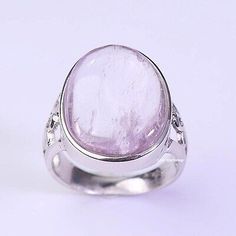 ad eBay - Solid 925 Sterling Silver Band Natural Purple Crystal Lucky Oval Hollow Ring - Buy Now, click the link (eBay)