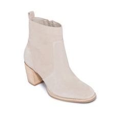 This ultimate go-to bootie, offered in four classic hues of butter-soft suede, features a pointed toe and casual heel, making it the perfect match for any outfit. Ankle Bootie Suede upper and Ultrasuede lining Rubber Sole Cushioned Footbed Made in Brazil Fits True to Size Zipper Closure Casual Beige Suede Heeled Boots, Modern Suede Ankle Boots, Chic Suede Ankle Heeled Boots, Spring Workwear Heeled Boots With Suede Lining, Suede Boots With Reinforced Heel For Spring, Suede Heeled Boots With Stacked Heel And Almond Toe, Suede Ankle Boots With Stacked Heel, Spring Suede Boots With Reinforced Heel, Suede Boots With Stacked Heel For Spring