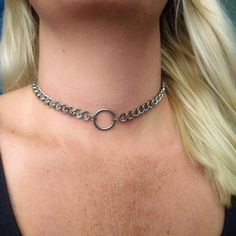 Chunky thick chain and O ring choker necklace in silver! Complete any outfit with this super trendy o-ring circle choker necklace! Width of links: 8mm Width of 0 ring: 20mm Made of stainless steel so will not tarnish or discolour. Available in 2 sizes: Small: (shown in photographs) Measures 12.5 inches + 3 inch extension chain  Medium: Measures 14.5 inches + 3 inch extension chain  Please don't hesitate to contact me with any queries or suggestions 😊  💕 You will receive this necklace gift wrap Trendy Adjustable Chain Choker Necklace, Edgy Round Metal Jewelry, Trendy Metal Choker, Modern Silver Chain Choker, Trendy Metal Necklaces With Curb Chain, Trendy Metal Choker Chain Necklace, Trendy Metal Choker With Silver Chain, Trendy Silver Chain Link Jewelry, Trendy Circular Metal Jewelry