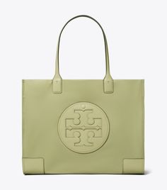 Ella Tote Bag: Women's Designer Tote Bags | Tory Burch Green Tote Bag With Logo, Rectangular Shoulder Bag With Logo Patch For Daily Use, Daily Use Rectangular Shoulder Bag With Logo Patch, Nylon Bags With Logo For Daily Use, Green Everyday Bags With Logo, Nylon Logo Bags For Daily Use, Travel Nylon Bag With Logo, Modern Travel Bags With Logo Patch, Daily Use Tote Shoulder Bag With Logo Patch