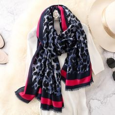 Color: blue Trendy Cotton Winter Scarves, Trendy Cotton Scarves For Winter, Blue Cotton Summer Scarves, Blue Casual Cotton Scarf, Casual Blue Cotton Scarves, Casual Blue Cotton Scarf, Leopard Print Scarf, Cover Beachwear, Scarf For Women