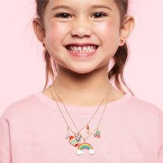 A trio of charms in her favorite, whimsical design will delight and charm every time she wears it! Lobster Claw Clasp. 16" chain with 1" extender. Quality tested, hypoallergenic, nickel and lead free. Intended for age 5 and up. One size. Dimensions:5" l x 3" w x 0.5" h Jewelry Kids, Boutique Baby, Rainbow Cloud, Kids Boutique, Girls Boutique, Baby Boutique, Kids Jewelry, Childrens Fashion, Girls Accessories