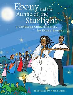 an illustrated book cover for ebony and the starlight, featuring a bride and groom