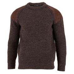 Chunky British Wool Hardy Ribbed Shooting Jumper - Brown Commando Sweater, Brown Brogues, Haley Lu Richardson, Chunky Knit Jumper, Knit Structure, Wool Jumper, Elbow Patches, Knitwear Design, Knit Jumper