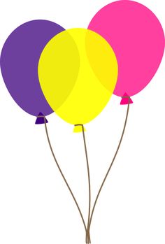 three balloons are shown in different colors