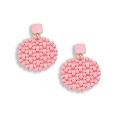 in stock Spring Beaded Round Earrings, Summer Party Round Beaded Earrings, Spring Party Earrings With Round Beads, Trendy Round Beaded Earrings For Parties, Spring Round Beaded Earrings, Look Classy, Earring Designs, Pink Lady, Earrings Pink