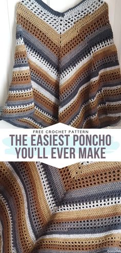 the easy crochet blanket is made with yarn