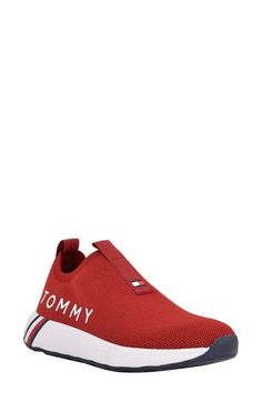 With a knit upper and socklike fit, this sporty sneaker is an everyday staple style. Textile upper and lining/synthetic sole Imported Sporty Sneakers, Womens Shoes Sneakers, Slip On Sneaker, Womens Sneakers, Tommy Hilfiger, Shoes Sneakers, Nordstrom, Women Shoes, Sneakers