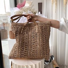 Bird in Bag - Straw bag female days large capacity shoulder bag beach bag wisp woven bag hand rattan bag shopping bag Rattan Bag, Street Trends, Woven Bag, Bird In Bag, Beach Bag, Straw Bag, Straw, Street Style, Tote Bag