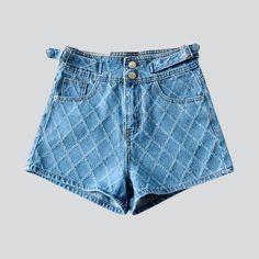 Add a chic. stylish edge to your wardrobe this summer with our Women's Denim Shorts from the 2023 Summer Collection! With a modern street style and a luxurious. stitched design. these shorts are the perfect blend of classic sophistication and contemporary vibe.Why You Can't Miss Out On These ShortsForm to perfection. these shorts feature a wide-leg fit. high-waist silhouette. and a zipper & button closure. The ornamented detailing and bold pattern add a unique touch of elegance. making them the Chic Denim Blue Cotton Jean Shorts, Chic Denim Blue Jean Shorts, Chic High-waist Jean Shorts With Belt Loops, Trendy Denim Blue Shorts With Belt Loops, Chic High Waist Jean Shorts With Belt Loops, Chic Short Denim Blue Jeans, Chic High Waist Denim Blue Shorts, Chic Short Jeans With Belt Loops, Chic High-waisted Denim Jean Shorts