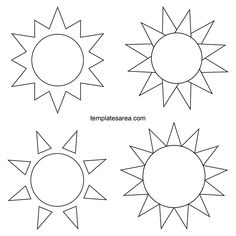 four different types of sun shapes for kids to draw and color on their own paper