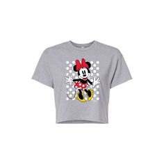 She will love showing off her style with this Disney's Minnie Mouse Juniors' Polka Dot Cropped Tee. © Disney FEATURES Short sleeves CrewneckFABRIC & CARE Cotton/Polyester Machine wash Imported Size: Xxl. Color: Med Grey. Gender: female. Age Group: kids. Pattern: Graphic. Playful Minnie Mouse Crew Neck Top, Playful Minnie Mouse Cotton T-shirt, Playful Cotton T-shirt With Minnie Mouse, High Neck Tank Top, Kids Pattern, High Neck Tank, Raglan Tee, Cropped Tee, Boyfriend Tee