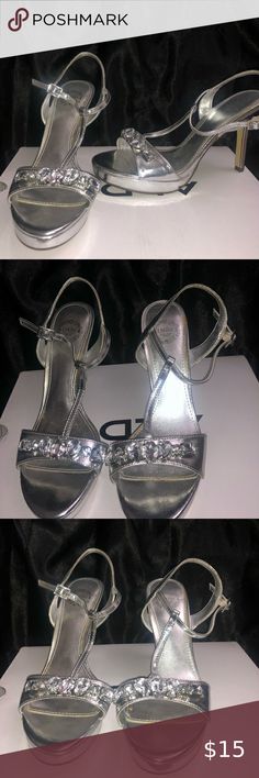 Silver diamond heels never worn before Shoes Heels Silver Shiny Heels For Formal Occasions, Elegant Shiny Silver Heels, Formal Silver Shiny Heels, Silver Shiny Heels For Spring, Metallic Silver Heels For Spring, Sparkling Silver Heels For Spring, Spring Silver Sparkling Heels, Silver Heels With Bling And Ankle Strap, Silver Bling Ankle Strap Heels