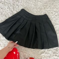 Sold Cutest Skirt Never Worn Black Short Tennis Skirt For Spring, Black Mini Skort With Pleated Details, Black High Waist Lined Tennis Skirt, Black Pleated Skort Short Length, Black Short Lined Skirt, Black Mini Skirt For School Uniform, Black Mini Skirt Skort, Black Pleated Mini Skort, Black Pleated Skirt For School Uniform