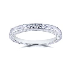 Antique Style Engravings Wedding Band in 14k Gold Matches to the following SKUs containing: 62019 (1.5ct ctr)62215 (1ct ctr) White Gold Band, White Rose Gold, Metal Stamping, Antique Style, Vintage Rings, Wedding Band, Types Of Metal, Solid Gold, Wedding Bands