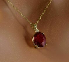 8mm Oval Cut Simulated Red Ruby Women Pendant Chain 925 Silver Gold Finish Red Topaz Necklace, Ruby Diamond Pendant, Diamond Solitaire Pendant, Gold Pendant Jewelry, Solitaire Pendant Necklace, Ruby Pendant, Garnet Pendant, Man Made Diamonds, Ruby Necklace