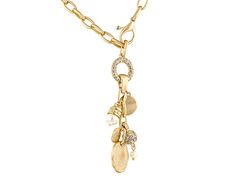 Paula Deen Jewelry™ Gold Tone Dangle Charm Necklace with Pearl Simulant and White Crystals Paperclip Chain Measures Approximately 18"L. Charm Measures Approximately 3.63"L x 0.97"W. Lobster Claw Clasp. Elegant Gold-tone Necklaces With Dangling Charms, Elegant Dangle Charm Necklaces With Lobster Clasp, Elegant Dangle Charm Necklace With Lobster Clasp, Gold Lariat Necklace With Dangle And Lobster Clasp, Gold Lariat Necklace With Dangle, Elegant Metal Necklaces With Dangling Charms, Elegant Pendant Necklaces With Dangling Charms, Elegant Metal Chain Necklace With Charms, Elegant Gold Chain Necklace With Dangling Charms