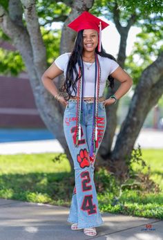 Stand out and celebrate your school pride with our custom hand-painted jeans! Designed for students, graduates, fans, family, teachers, and staff, each pair is a one-of-a-kind creation tailored to your unique vision. Whether you want your school's logo, mascot, favorite sport, club, or even graduation year, we bring your ideas to life with vibrant, hand-painted artwork. These school-themed jeans are perfect for spirit days, games, or simply showing off your dedication in style. *Note: Customer provides the pants. Once your is placed, you will receive confirmation message providing our address. Graduation Pants, Spirit Jeans Ideas, Senior Jeans, Spirit Days, School Jeans, Logo Mascot, Graduation Year, Sport Club, Painted Artwork