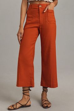 Napa Trip, Walks On The Beach, Orange Fits, Beach At Sunset, Fall Pants, Cropped Wide Leg Pants, Long Walks, High Rise Pants, Loose Blouse