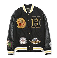 Varsity Jacket Embroidery, Leather Sleeve Jacket, Adventure Anime, Jacket Embroidery, Mens Outdoor Jackets, Style Essentials, 90s Hip Hop Fashion, Disney Embroidery, Jackets Men Fashion