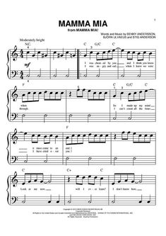 the sheet music for mama mia