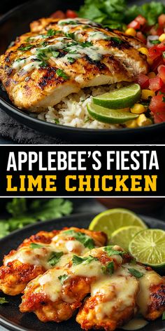 Recreate the flavors of your favorite restaurant with this Copycat Applebee’s Fiesta Lime Chicken! 🍗🍋 This juicy grilled chicken is marinated in zesty lime juice and topped with a tangy, cheesy sauce. Perfect for a weeknight dinner that the whole family will love! 🌿🌶️ #FiestaLimeChicken #CopycatRecipe #EasyDinners Applebees Fiesta Lime Chicken, February Dinners, Copycat Restaurant Recipes Applebees, Fiesta Lime Chicken Applebees, March Meals, Fiesta Lime Chicken, Menu For The Week, Sunday Meals, Juicy Grilled Chicken