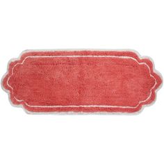 a red rug with a white border on the bottom and an empty tag in the middle