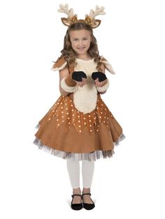 Kid's Doe the Deer Costume - costumes.com Deer Costume For Kids, Deer Halloween Costumes, Safari Costume, Deer Outfit, Deer Dress, Reindeer Costume, Animal Dress Up, Deer Costume, Deer Girl