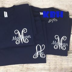 Choose from a variety of different colors! Gildan brand shirts are used. Please specify initials, colors needed and monogram style preferred in notes when placing your order. Monogram Tshirt, Monogram Outfit, Monogram Sweatshirt, Monogram T Shirts, Vinyl Monogram, Monogram Shirts, Cute Shirt Designs, Uniform Shirts, Cricut Craft