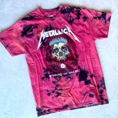 Nwot 10/10 Metallica In Vertigo You Will Be Pushead Red Tie Dye Official Shirt Size Small Summer Band Merch Red Tops, Red Band Merch Tops For Summer, Edgy Red Graphic Print T-shirt, Red Cotton Band Merch Top, Red Cotton Grunge T-shirt, Red Band Merch Tops With Screen Print, Red Band Merch Top With Screen Print, Red Punk Tops With Letter Print, Punk Red Tops With Letter Print