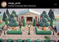 Animal Crossing Museum Inspiration, Acnh Community Center Ideas, Acnh Museum Size, Acnh Town Hall Ideas City, Tiered Neighborhood Acnh, Achn Ideas Museum, Animal Crossing Island Inspiration Town Hall, Acnh Multi Level Neighborhood, Acnh Guest Services