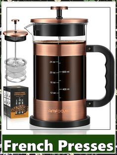 French Press Coffee Maker - 34 Ounce Classice Stainless Steel Coffee Press with 4-Level Filtration System, Heat Resistant Thi