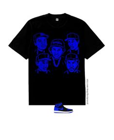 Brand new cotton heavyweight  Black  tshirt featuring a screen printed image using  Royal Blue , plastisol ink. A Great shirt to complete your outfit for the air Jordan 1 Retro High OG Royal Reimagined  sneakers. Whether you're looking for a shirt to match your  jordan 1 royal reimagined sneakers or simply a piece to compliment your outfit, this sweatshirt will become your favorite shirt.  Consisting of  a Royal Blue and  screen printed image this is a  must have and a A great matching sweatshir Jordan 1 Royal Blue Outfit, Jordan 1 Royal Blue, Royal Blue Outfits, Jordan 1 Royal, Teen Outfits, Matching Sweatshirts, Jersey Outfit, Air Jordan 1 Retro High Og, Air Jordan 1 Retro High