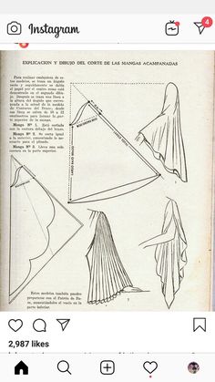 an old fashion book with instructions on how to make a dress and shawl for women