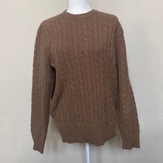 Brown/Camel Lambswool Crewneck Sweater In Medium Brown Cable Knit Crew Neck Sweater, Retro Brown Crew Neck Sweater, Brown Long Sleeve Lambswool Sweater, Brown Alpaca Crew Neck Sweater, Affordable Brown V-neck Sweater, Lambswool Sweater, Tan Brown, Colorful Sweaters, Crew Neck Sweater