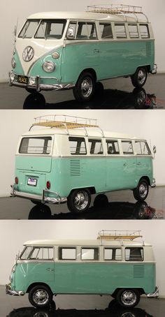 three different views of a vw bus