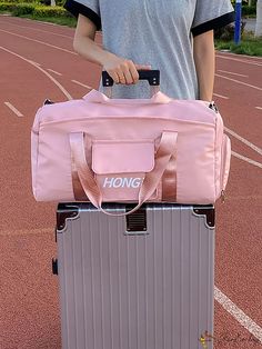 BirdinBag - Stylish Pink Travel Bag with Shoe Storage: Waterproof, Multi-pocket, Large Capacity, Ideal for Sports and Travel Pink Travel Bag With Pockets For Everyday Use, Pink Nylon Duffle Bag For Gym, Functional Pink Travel Bag For Gym, Casual Pink Travel Bag With Large Capacity, Pink Nylon Gym Bag, Casual Pink Nylon Travel Bag, Casual Pink Travel Bag, Pink Travel Bag With Pockets For Daily Use, Functional Pink Nylon Duffle Bag