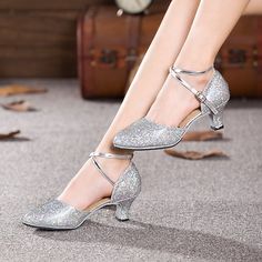 Category:Ballroom Dance Shoes,Salsa Shoes,Modern Dance Shoes; Upper Materials:Sparkling Glitter,Leatherette; Embellishment:Glitter; Lining Material:Fabric; Actual Heel Height:2.17; Gender:Women's; Style:Softer Insole; Outsole Materials:Suede; Occasion:Indoor,Waltz,Foxtrot; Closure Type:Toggle Clasp; Customized Shoes:Customizable; Production mode:Self-produce; Foot Length:; Foot Width:null; Size chart date source:Provided by Supplier. Modern Dans, Salsa Shoes, Ballroom Shoes, Latin Shoes, Ballroom Dance Shoes, Chic Heels, Line Dance, Elegant Heels, Cuban Heels