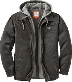 Simply stated, the Dakota is our most unique, rugged casual jacket that can be worn with or without the removable hood and inner placket. Cotton fleece hood has an attached front zippered placket to add to the layered look. Cotton suede exterior has the timeless style of aged leather. Quilted cotton body lining for warmth and taffeta lined sleeves for comfort. Three outside and two inside pockets. High quality construction and materials, and the tailoring you expect from us. Mens Winter Parka, Lined Flannel Shirt, Mens Rugged, Design Jacket, Hooded Flannel, Rugged Men, Mens Fashion Rugged, Jackets Men Fashion, Inspirational Design