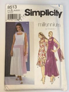 two women's dresses and one woman's dress are shown in this sewing pattern