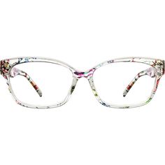 These cat-eye glasses offer incredible comfort and style at an unbeatable price. Made with lightweight TR90 plastic this medium-wide eyeglasses is available in the following glossy options: translucent pink pink black floral floral on clear and polka dot. This style also comes in a large size. | Zenni Women's Cat-Eye Prescription Eyeglasses Pattern Floral Plastic Cute Prescription Glasses, Stylish Glasses For Women, Red Eyeglasses, Prescription Glasses Frames, Diamond Face Shape, Eye Prescription, Glasses Clear, Zenni Optical, Stylish Glasses