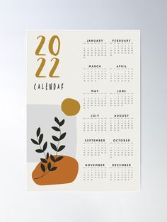 a calendar for the year 2012 with a plant in it poster printable on a wall