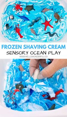 this frozen shaving cream is an easy and fun activity for toddlers to play with