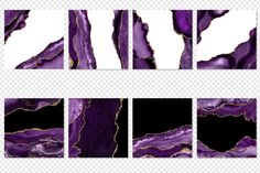 purple and black marble textures for photoshopped with transparent background, including different colors