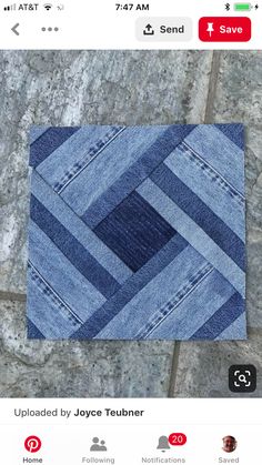 an image of a blue patchwork quilt on the app store's facebook page