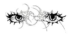 an artistic black and white drawing of two eyes