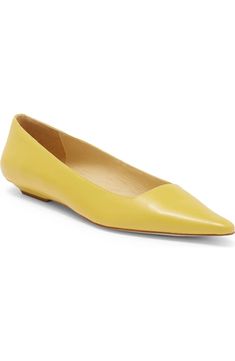 Jeffrey Campbell Pistil Pointed Toe Flat (Women) | Nordstrom Chic Pointed Toe Flats With Branded Insole For Business, Chic Pointed Toe Flats For Office With Branded Insole, Chic Pointed Toe Flats In Calf Leather, Modern Flats With Removable Insole For Office, Modern Fitted Flats With Flat Heel, Modern Office Flats With Removable Insole, Spring Leather Pointed Toe Flats With Contrasting Heel, Leather Pointed Toe Flats With Branded Insole, Leather Pointed Toe Flats With Branded Heel