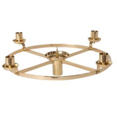 a brass candle holder with six candles on it's center piece and four smaller ones in the middle