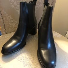 Brand New Quality Soft Leather Black Boots. Euro Size 40 Equivalent To Us Size 10. Leather Chelsea Boots For Fall, Faux Leather Chelsea Boots For Work, Ankle-high Faux Leather Chelsea Boots Medium Width, Ankle-high Faux Leather Chelsea Boots, Round Toe Chelsea Boots For Office In Winter, Round Toe Chelsea Boots For Office Winter Wear, Winter Chelsea Boots With Stacked Heel And Round Toe, Office Chelsea Boots With Round Toe For Winter, Winter Office Chelsea Boots With Round Toe